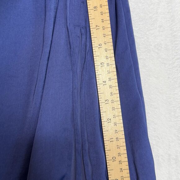 Banana Republic Shirred Waist Slit Midi Skirt Granite Blue Size 4 Slip Skirt - Picture 14 of 15